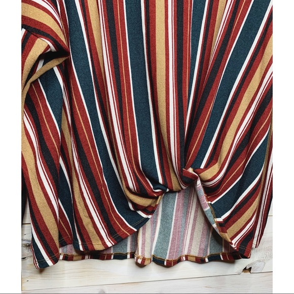 Colorful Vertical Striped Long Sleeve Sweater with Twist - Picture 6 of 7